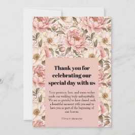 Tarjeta De Agradecimiento Patrón de peonías florecidas vintage
