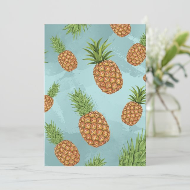 Tarjeta De Agradecimiento Patrón de piña acuarela 2 (Anverso de pie)