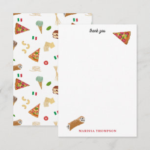 Tarjeta De Agradecimiento Patrón de Pizza de Comida Italiana Tiramisu