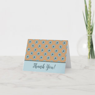 Tarjeta De Agradecimiento Patrón de puntos de girasol azul Naranja floral