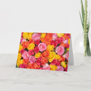 Tarjeta De Agradecimiento Patrón de rosas coloridas y brillantes fondo flora