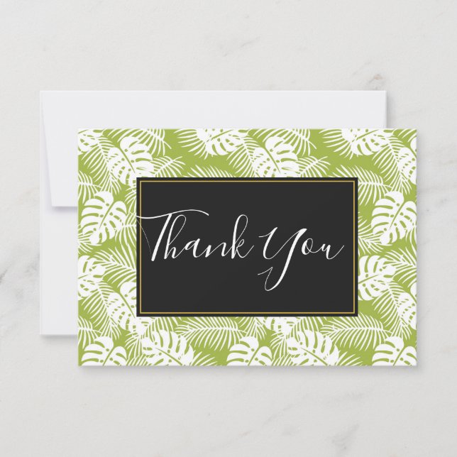 Tarjeta De Agradecimiento Patrón de selva tropical de paleta verde (Anverso)