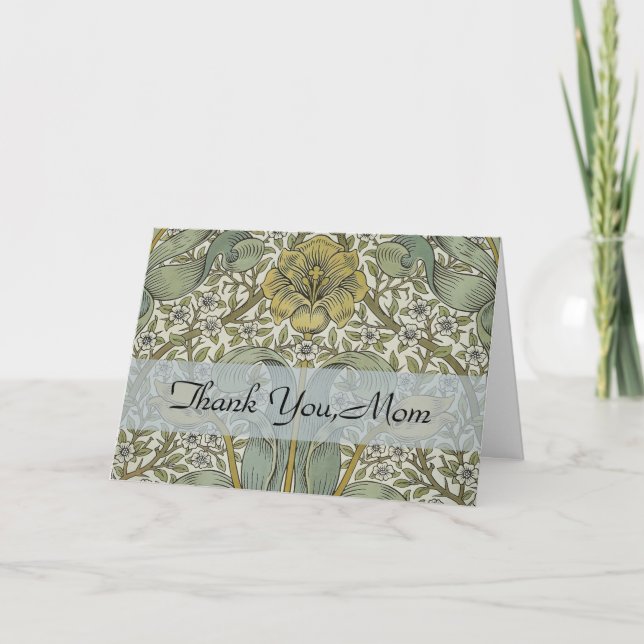 Tarjeta De Agradecimiento Patrón de Thicket de la primavera de William Morri (Anverso)