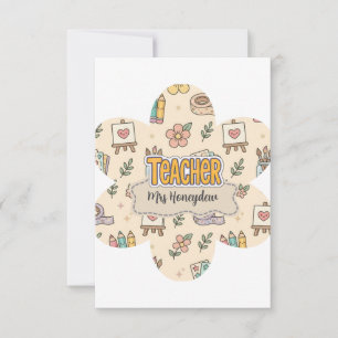 Tarjeta De Agradecimiento Patrón de útiles escolares para maestros de pastel