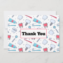 Tarjeta De Agradecimiento Patrón dental de dientes y herramientas Dentista