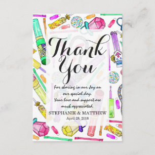 Tarjeta De Agradecimiento Patrón divertido de caramelos retro de neón de los