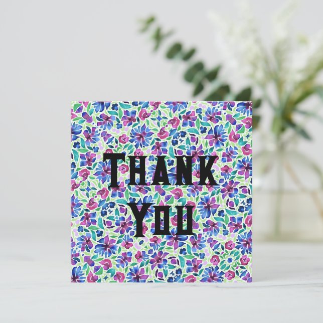 Tarjeta de agradecimiento - Patrón floral abstract (Anverso de pie)