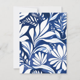 Tarjeta De Agradecimiento Patrón floral acuarela botánico azul