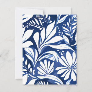 Tarjeta De Agradecimiento Patrón floral acuarela botánico azul