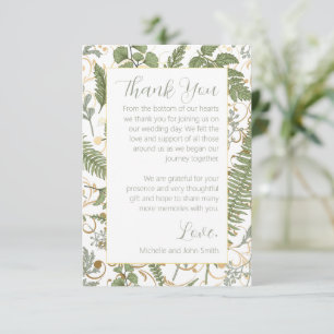 Tarjeta De Agradecimiento Patrón floral de Fern