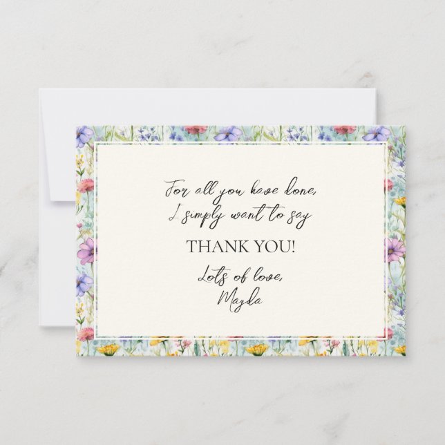 Tarjeta De Agradecimiento Patrón floral de margarita amarilla (Anverso)