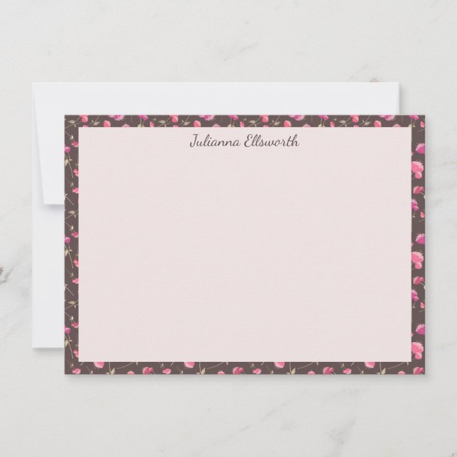 Tarjeta De Agradecimiento Patrón floral de Moda Boho Marrón rosa personaliza (Anverso)