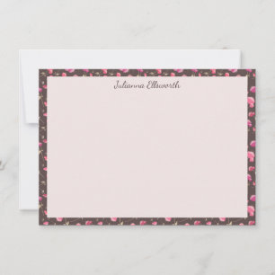 Tarjeta De Agradecimiento Patrón floral de Moda Boho Marrón rosa personaliza