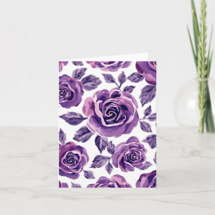 Tarjeta De Agradecimiento Patrón floral de rosa acuarela con lavanda y viole