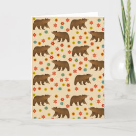 Tarjeta De Agradecimiento Patrón floral del oso