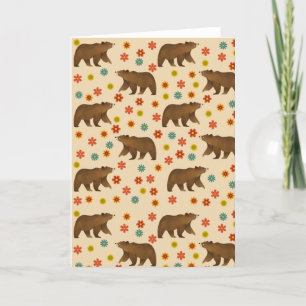 Tarjeta De Agradecimiento Patrón floral del oso