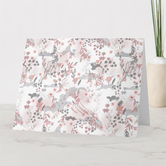 Tarjeta De Agradecimiento Patrón floral digital en tonos pasteles (Anverso)
