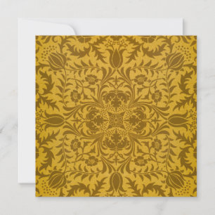 Tarjeta De Agradecimiento Patrón floral dorado ornamentado con simetría