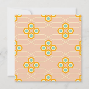 Tarjeta De Agradecimiento Patrón floral hexagonal de fondo de melocotón