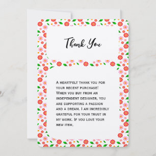 Tarjeta De Agradecimiento Patrón floral minimalista moderno con fondo blanco