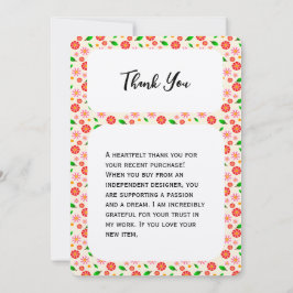 Tarjeta De Agradecimiento Patrón floral minimalista moderno crema