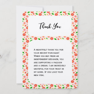 Tarjeta De Agradecimiento Patrón floral minimalista moderno crema