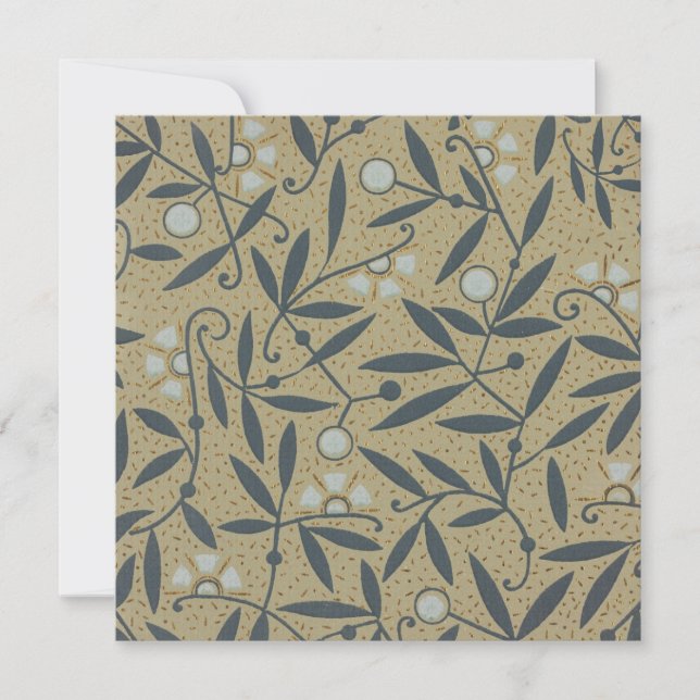 Tarjeta De Agradecimiento Patrón floral ornamentado con vides azul oscuro (Anverso)