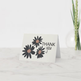 Tarjeta De Agradecimiento Patrón floral rosado negro Daisies