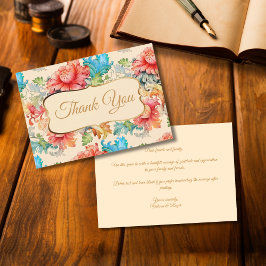 Tarjeta De Agradecimiento Patrón Floral Vintage de Victoria Gracias