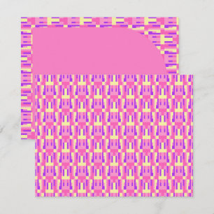 Tarjeta De Agradecimiento Patrón geométrico de bloque de píxeles rosa pastel
