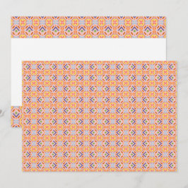 Tarjeta De Agradecimiento Patrón geométrico de mosaico de píxeles pastel ret