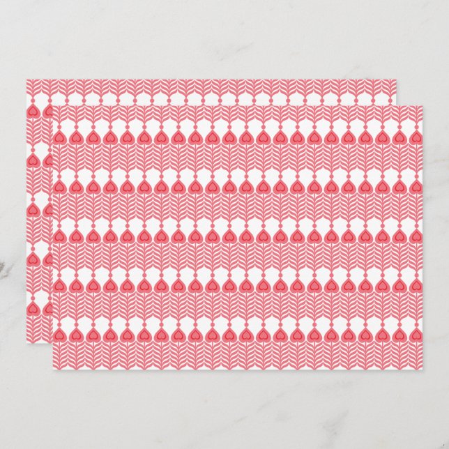 Tarjeta De Agradecimiento Patrón geométrico rojo y rosa con interlo (Anverso / Reverso)