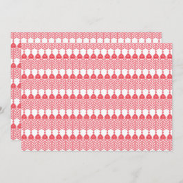 Tarjeta De Agradecimiento Patrón geométrico rojo y rosa con interlo