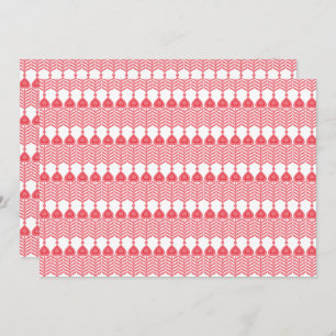 Tarjeta De Agradecimiento Patrón geométrico rojo y rosa con interlo