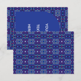 Tarjeta De Agradecimiento Patrón geométrico tradicional de píxeles en azul p