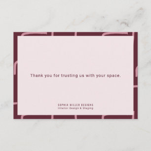 Tarjeta De Agradecimiento Patrón geométrico urbano de baya de vino moderno