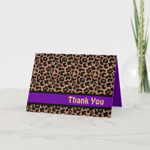 Tarjeta De Agradecimiento Patrón Leopard Rayo púrpura Sweet 16 GRACIAS