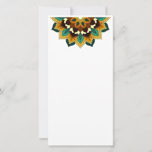 Tarjeta De Agradecimiento Patrón Mandala 02 en amarillo y marrón