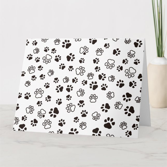 Tarjeta De Agradecimiento Patrón repetido de las patas del gato (Anverso)
