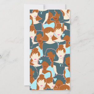 Tarjeta De Agradecimiento Patrón sin fisuras con chicas negros y chicas blan