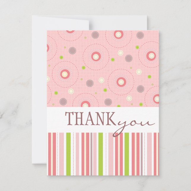 Tarjeta De Agradecimiento Patrones del Chica gemelo divertido Baby Shower Gr (Anverso)