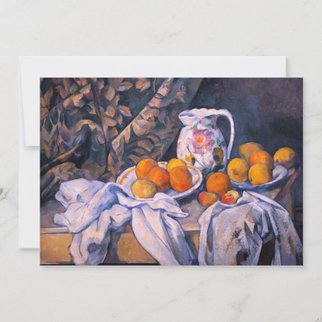 Tarjeta De Agradecimiento Paul Cezanne - Todavía la vida con una cortina (Anverso)