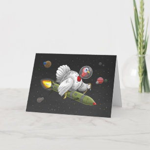 Tarjeta De Agradecimiento Pavo de Cohete de Acción de Gracias