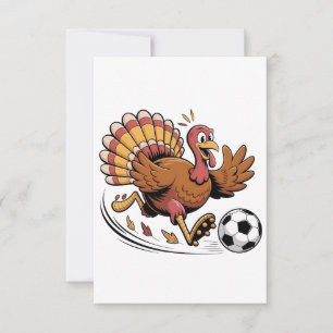Tarjeta De Agradecimiento Pavo jugando fútbol Día de Acción de Gracias Amant