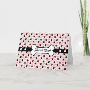 Tarjeta De Agradecimiento Paws and Bones Funny Design para los amantes del p