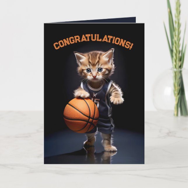 Tarjeta De Agradecimiento Paws & Hoops - Baloncesto Kitten (Anverso)