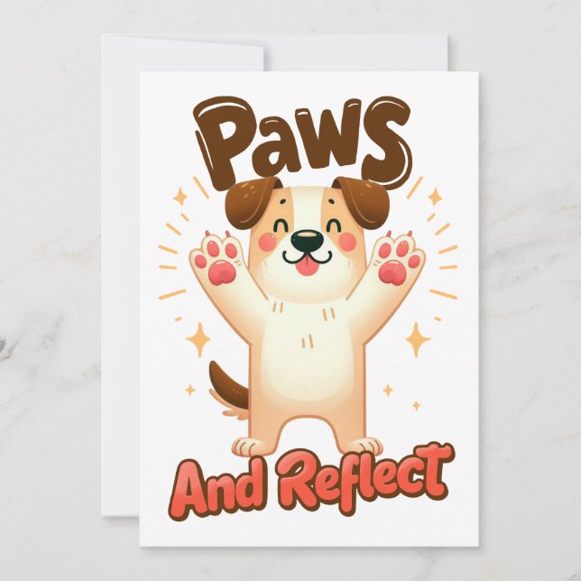 Tarjeta De Agradecimiento Paws Y Refleja Perro Cuto (Anverso)