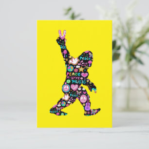 Tarjeta De Agradecimiento Paz Amor Bigfoot Hippie Divertido Amante de Bigfoo