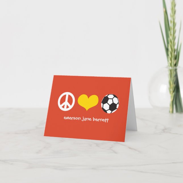 Tarjeta De Agradecimiento Paz, amor, rojo del fútbol