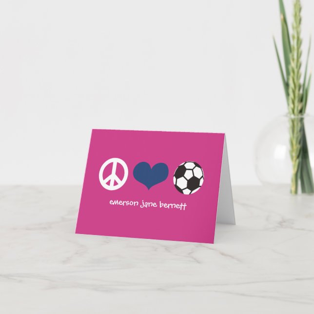 Tarjeta De Agradecimiento Paz, amor, rosa del fútbol (Anverso)